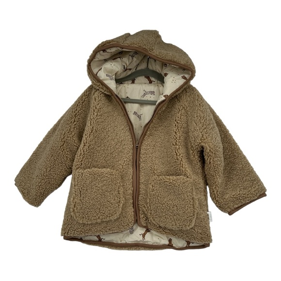 Long sleeve fleece toddler jacket (brown) (18-24 months) - Picture 1 of 5